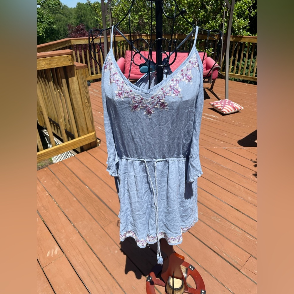 Lush boho romper with shoulder cut out sleeves